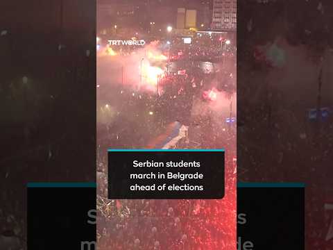 Serbian students march in Belgrade ahead of major election rally