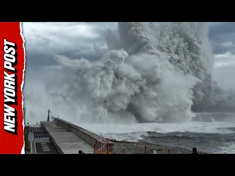 Massive Waves Thrash Taiwan as Super Typhoon Champi Slams Island