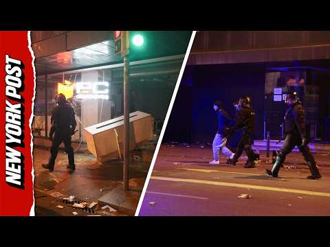 Hooded Rioters Loot Barcelona Shops and Firebomb Streets