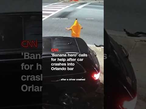‘Banana hero’ calls for help after car crashes into Orlando bar