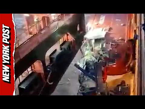 Shocking Moment Luxury Cruise Ship Slams Into Container Ships