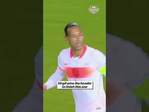 Virgil van Dijk rises and finishes off the corner for the Netherlands 🇳🇱 #soccer #netherlands