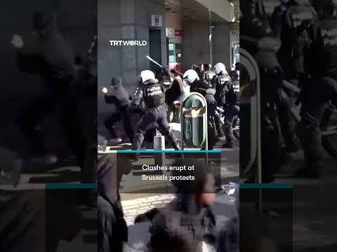 Police clash with protesters in Brussels over cost of living