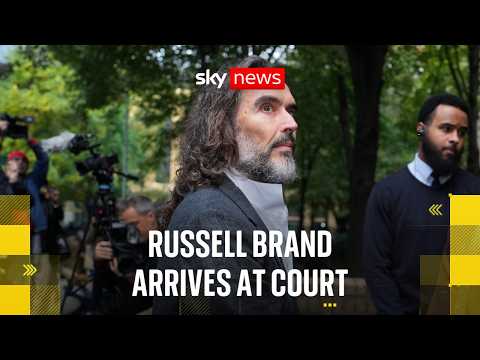 Russell Brand arrives at court on day two of trial