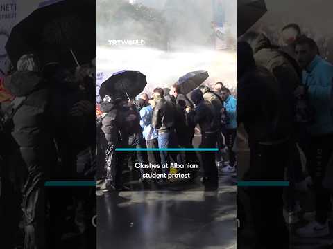 Albanian police clash with students at education protest