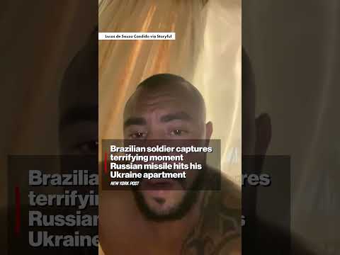 Brazilian Soldier Captures Terrifying Moment Russian Missile Hits His Ukraine Apartment #shorts